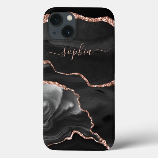 Moderne Schwarze Tore und Imitate Rose Gold Case-Mate iPhone Hülle (Rückseite)