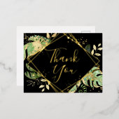 Moderne schwarze tropische Foliage Hochzeit Vielen Folie Einladungspostkarte (Vorderseite/Rückseite)