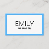 Moderne schwarze Typografie | Blaue Grenze Visitenkarte (Vorderseite)