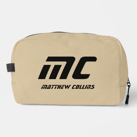 Moderne Schwarze Typografie Cool Beige Einfache Hu Waschbeutel (Vorderseite)