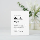 Moderne Schwarze Typografie Danke Empfang Card Postkarte (Stehend Vorderseite)