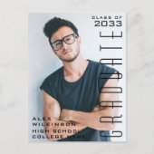 Moderne Schwarze Typografie Einfaches Foto Abschlu Ankündigungspostkarte (Vorderseite)