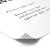 Moderne schwarze Typografie-Gastgeschenke Hochzeit Poster (Ecke)