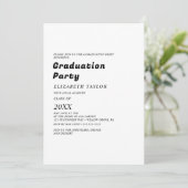 Moderne Schwarze Typografie Grad Party Einladung (Stehend Vorderseite)