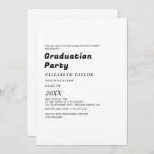 Moderne Schwarze Typografie Grad Party Einladung (Vorne/Hinten)