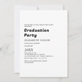 Moderne Schwarze Typografie Grad Party Einladung