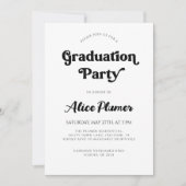 Moderne schwarze Typografie-Graduierungspartei Einladung (Vorderseite)