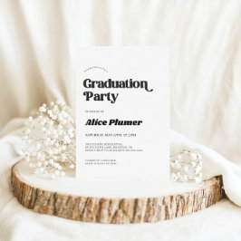 Moderne schwarze Typografie-Graduierungspartei Einladung