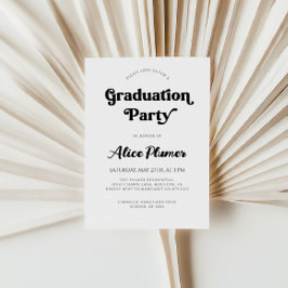 Moderne schwarze Typografie-Graduierungspartei Einladung