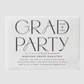 Moderne schwarze Typografie-Graduierungspartei Pergament Einladungen (Vorderseite)