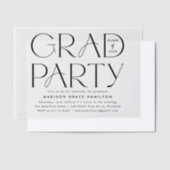 Moderne schwarze Typografie-Graduierungspartei Pergament Einladungen (Versetzt)