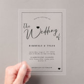 Moderne schwarze Typografie-Hochzeit Acryleinladungen (Insitu (Handheld))