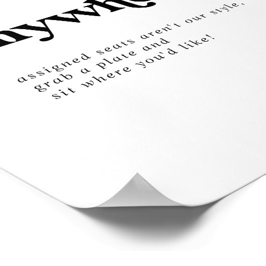 Moderne schwarze Typografie - Hochzeitssessel über Poster (Ecke)