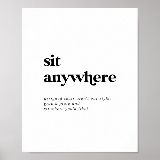 Moderne schwarze Typografie - Hochzeitssessel über Poster (Vorne)