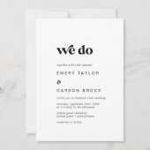 Moderne schwarze Typografie machen wir Hochzeit Einladung (Vorderseite)