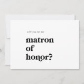 Moderne schwarze Typografie Matron of Honour Vorsc Einladung (Vorderseite)