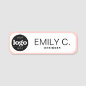 Moderne schwarze Typografie mit Border Pink Namensschild (Vorderseite)