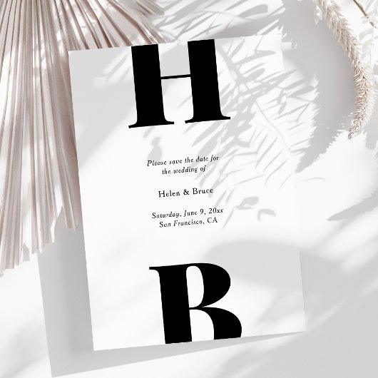 Moderne Schwarze Typografie Monogram Wedding Save The Date