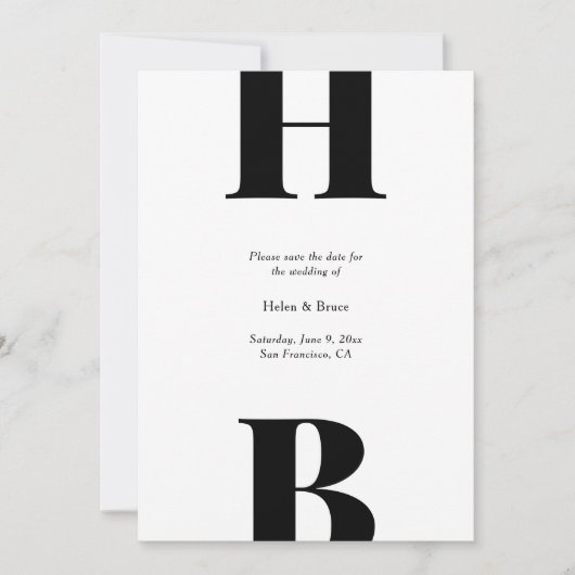 Moderne Schwarze Typografie Monogram Wedding Save The Date (Vorderseite)