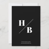 Moderne Schwarze Typografie Monogram Wedding Save The Date (Rückseite)