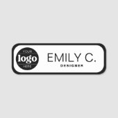 Moderne schwarze Typografie Namensschild (Vorderseite)