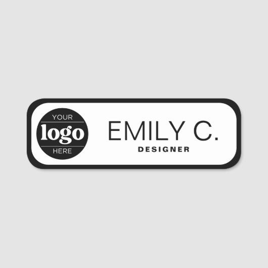 Moderne schwarze Typografie Namensschild (Vorderseite)