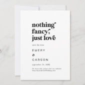 Moderne schwarze Typografie Nichts Extravagant nur Save The Date (Vorderseite)