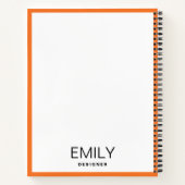 Moderne schwarze Typografie | Orange Border Notebo Notizblock (Rückseite)