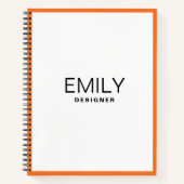 Moderne schwarze Typografie | Orange Border Notebo Notizblock (Vorderseite)