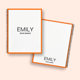 Moderne schwarze Typografie | Orange Border Notebo Notizblock