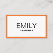 Moderne schwarze Typografie | Orange Border Visitenkarte (Vorderseite)