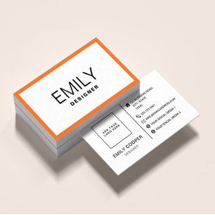 Moderne schwarze Typografie Orange Border Visitenkarte