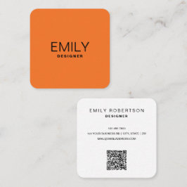 Moderne schwarze Typografie | Orange Quadratische Visitenkarte