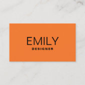 Moderne schwarze Typografie | Orange Visitenkarte (Vorderseite)