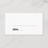 Moderne schwarze Typografie Platzkarte (Vorderseite)