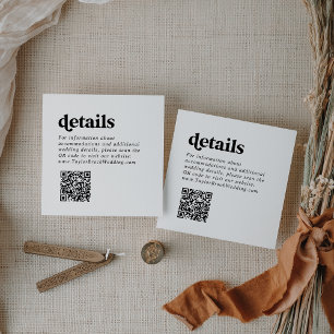 Moderne schwarze Typografie QR Code Hochzeitsdetai Begleitkarte