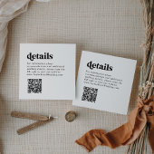 Moderne schwarze Typografie QR Code Hochzeitsdetai Begleitkarte