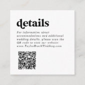 Moderne schwarze Typografie QR Code Hochzeitsdetai Begleitkarte (Vorderseite)