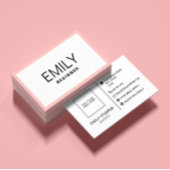 Moderne schwarze Typografie | rosa Grenze Visitenkarte