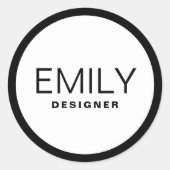 Moderne schwarze Typografie Runder Aufkleber (Vorderseite)