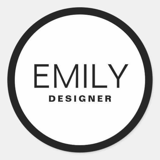 Moderne schwarze Typografie Runder Aufkleber (Vorderseite)