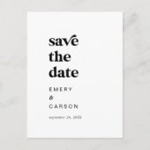 Moderne schwarze Typografie Save the Date Einladungspostkarte (Vorderseite)