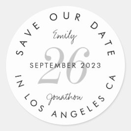 Moderne schwarze Typografie Save the Date Runder Aufkleber