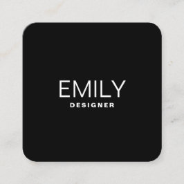 Moderne schwarze Typografie | Schwarz Quadratische Visitenkarte