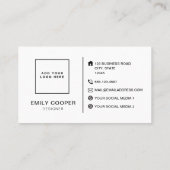 Moderne schwarze Typografie | Schwarze Grenze Visitenkarte (Rückseite)