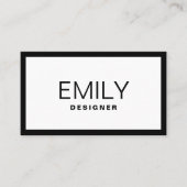 Moderne schwarze Typografie | Schwarze Grenze Visitenkarte (Vorderseite)