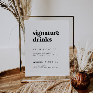 Moderne schwarze Typografie Signature Drinks Zeich Poster