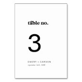 Moderne schwarze Typografie-Tischnummer Tischnummer (Rückseite)