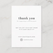 Moderne schwarze Typografie Vielen Dank für Ihr kl Rabattkarte (Rückseite)