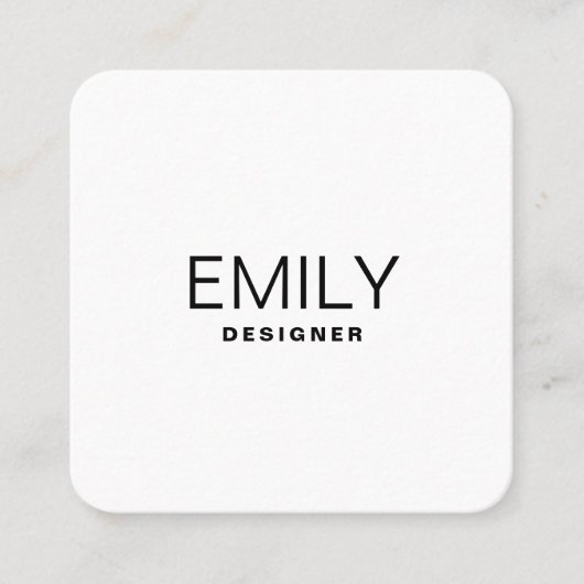 Moderne schwarze Typografie | Weißschwarz Quadratische Visitenkarte (Vorderseite)